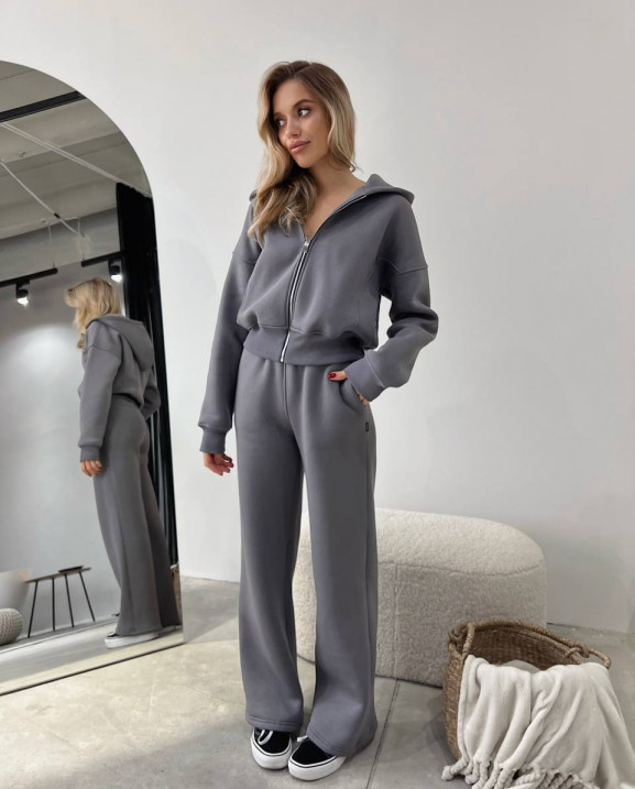 7 Спортивний костюм на флісі з довгою блискавкою з капюшоном